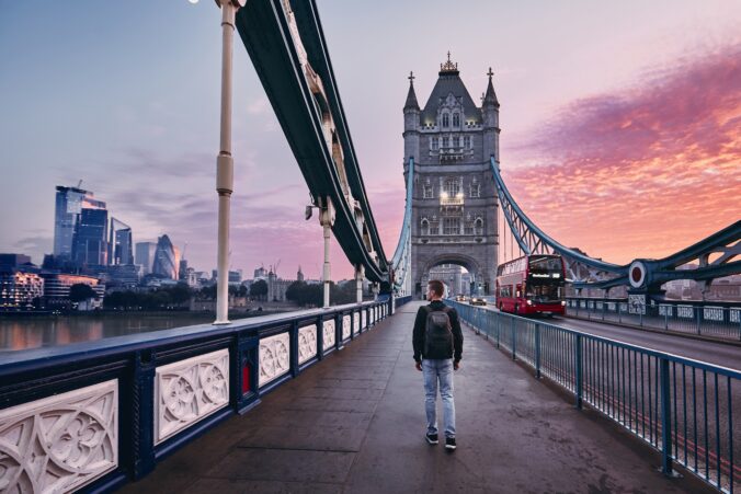 London at colorful sunrise