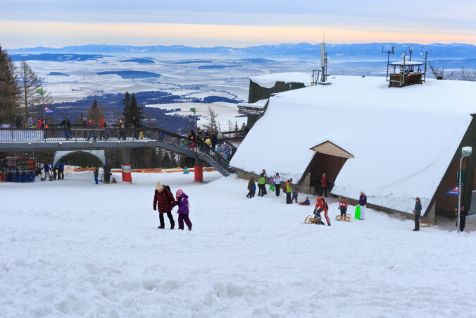 View of the center of Hrebienok village. Is the small ski and hiking resort in the High Tatra Mountains.