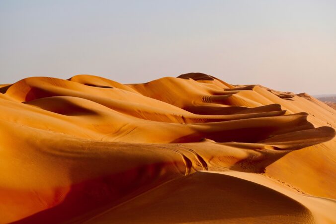 Desert in the Sultanate of Oman - wonderful orange sand dunes, Wahiba Sands