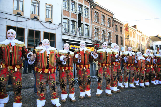 &#039;Gille&#039; dancing, Shrove Tuesday, Binche Carnival, Belgium.