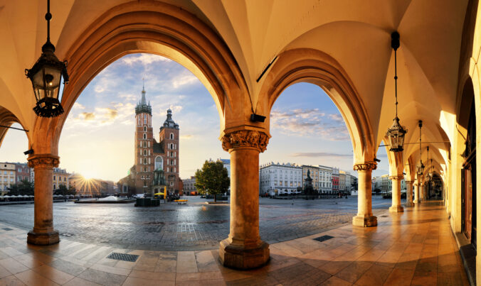 Krakow at sunrise, Poland.