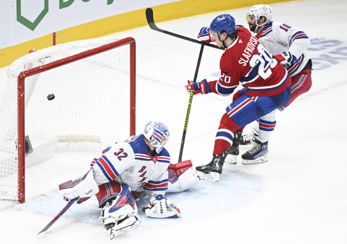 Juraj Slafkovský (Montreal), gól proti Rangers na 4 4.