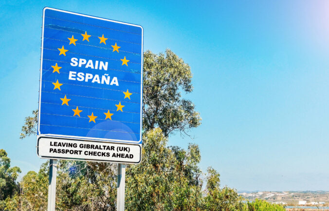 Hard contentious border from UK Territory of Gibraltar to Spain