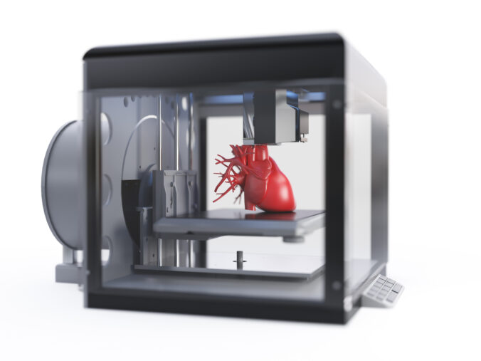 3d printer printing a heart, illustration