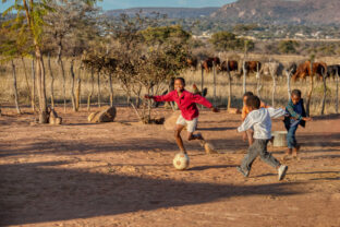 African children playing soccer