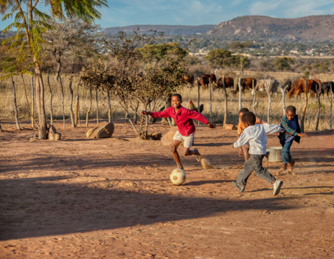 African children playing soccer