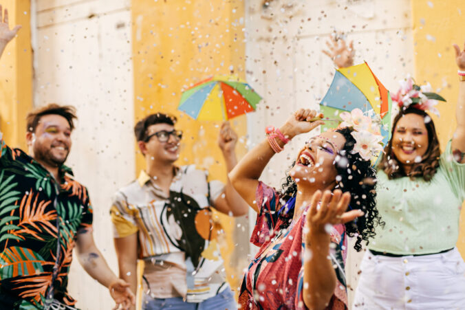 Brazilian Carnival. Group of friends celebrating carnival party