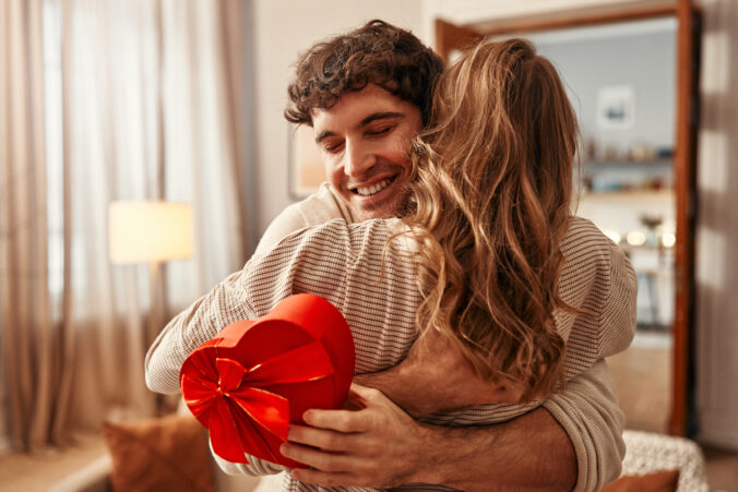 Valentine&#039;s Day. Couple in love at home.