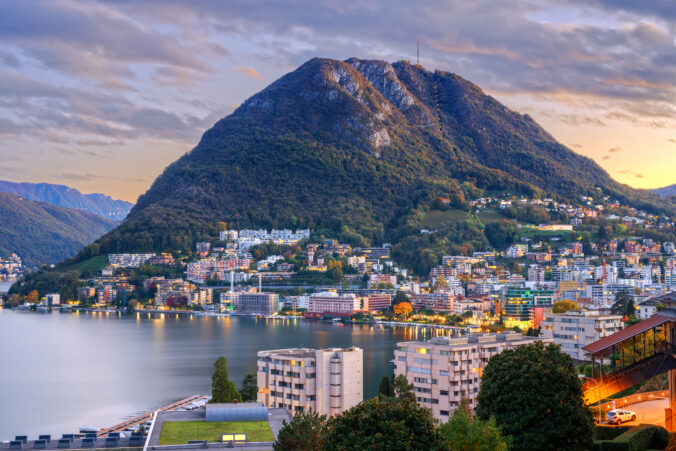 Lugano, Switzerland on the Lake at Dawn