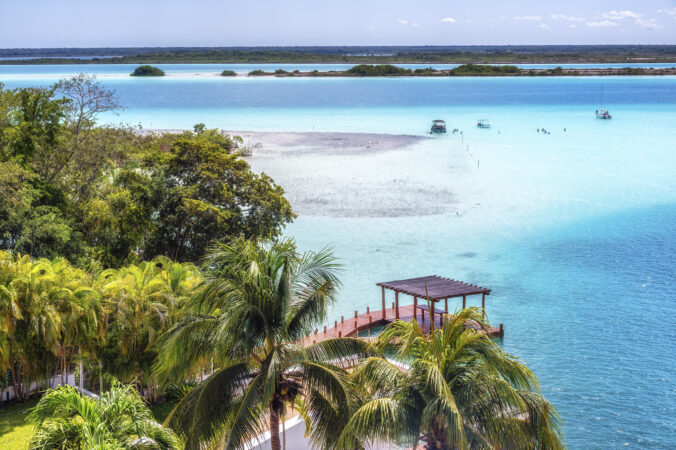 Lagoon in Mexico Bacalar with blue water