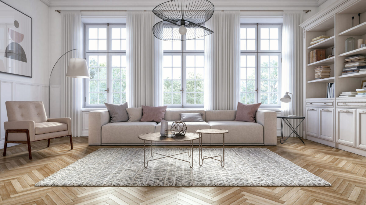Modern scandinavian living room interior - 3d render