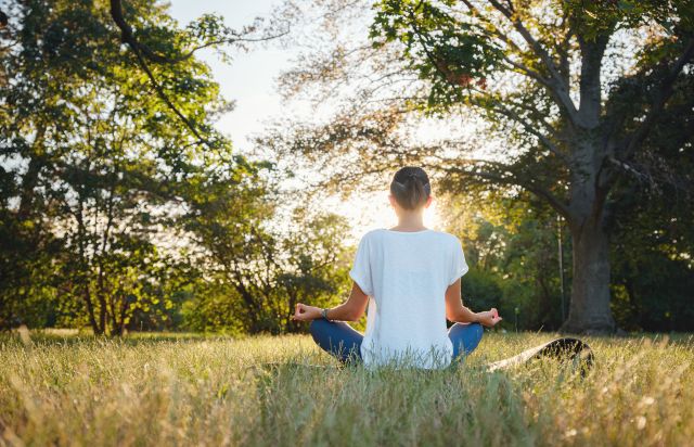 Meditácia, park, cvičenie, relax