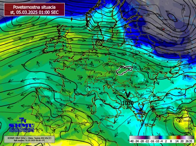 Poveternostná situácia v stredu 5. marca 2025.