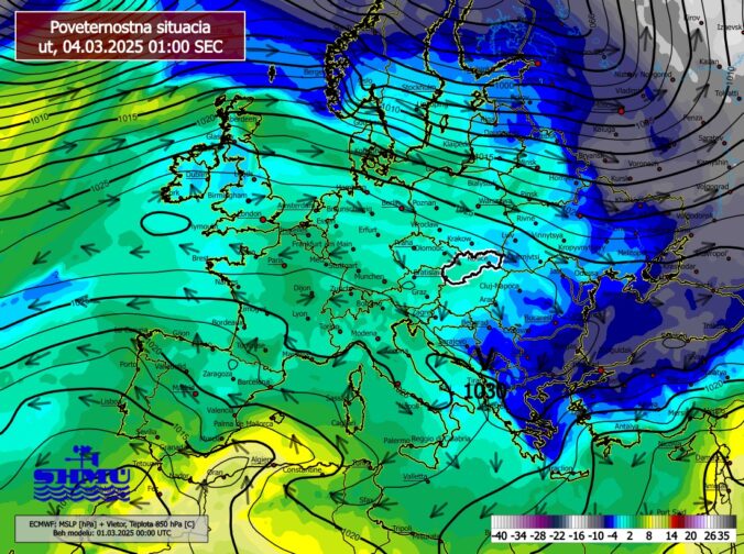 Poveternostná situácia v utorok 4. marca 2025..