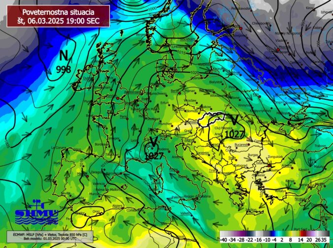 Poveternostná situácia vo štvrtok 6. marca 2025.