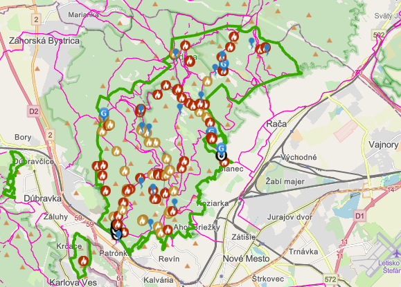 Mapa ohnísk v Bratislave