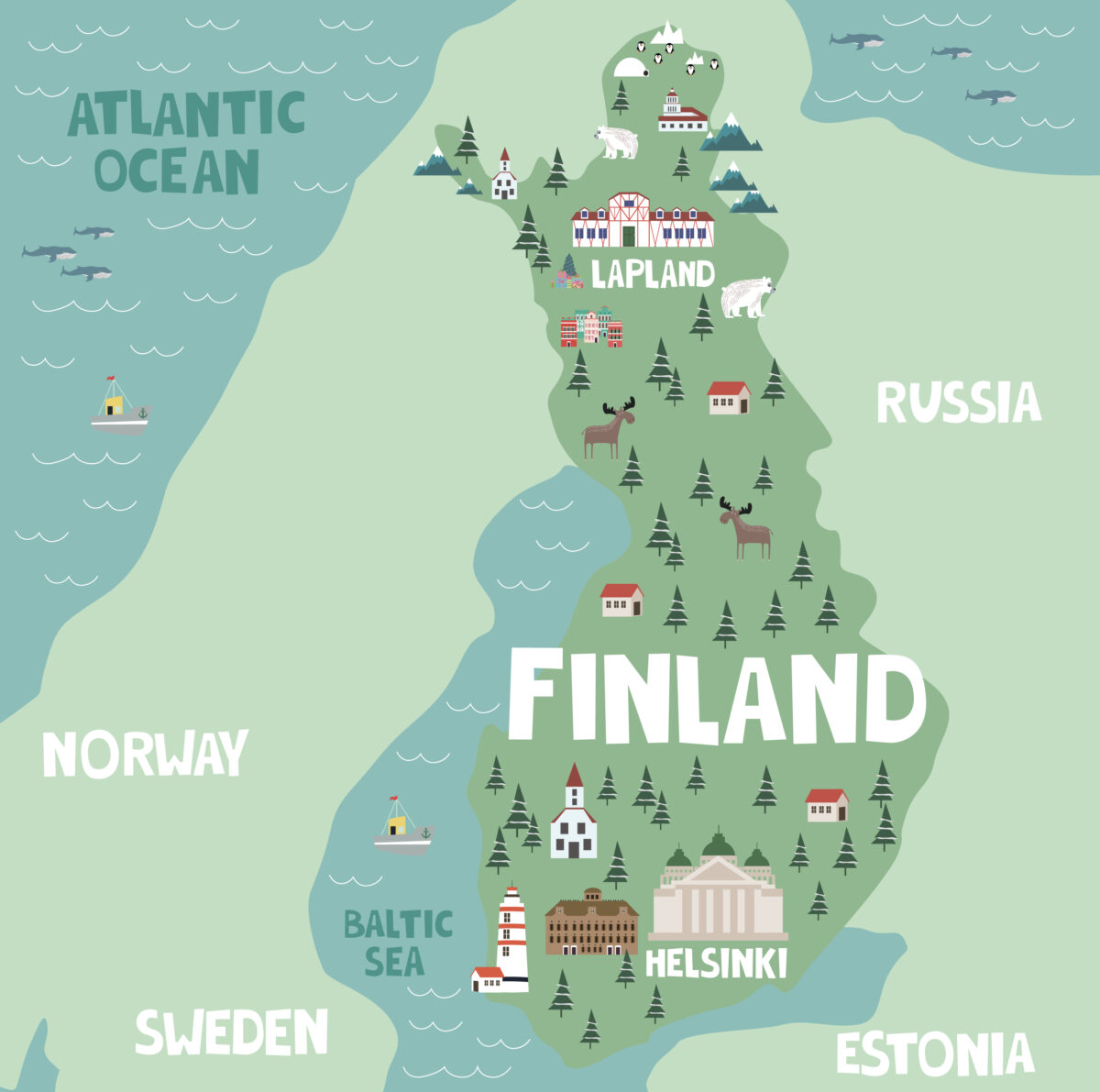 Illustration map of Finland