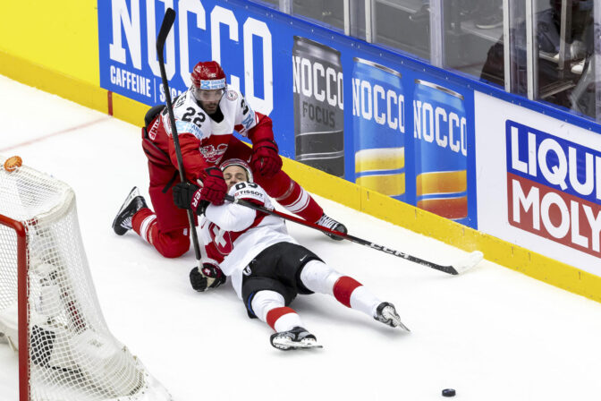 Zápas Dánsko - Švajčiarsko na MS v hokeji 2025
