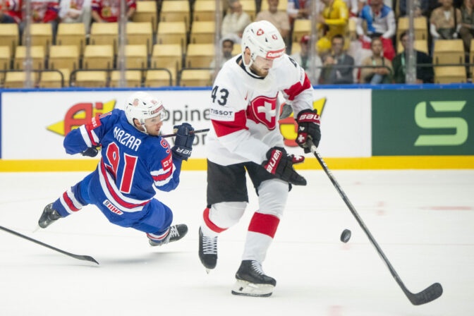 Zápas USA - Švajčiarsko na MS v hokeji 2025.