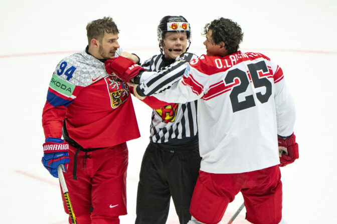 Zápas Česko - Dánsko na MS v hokeji 2025.