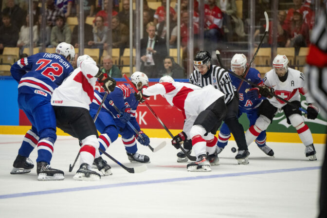 Zápas USA - Švajčiarsko na MS v hokeji 2025.