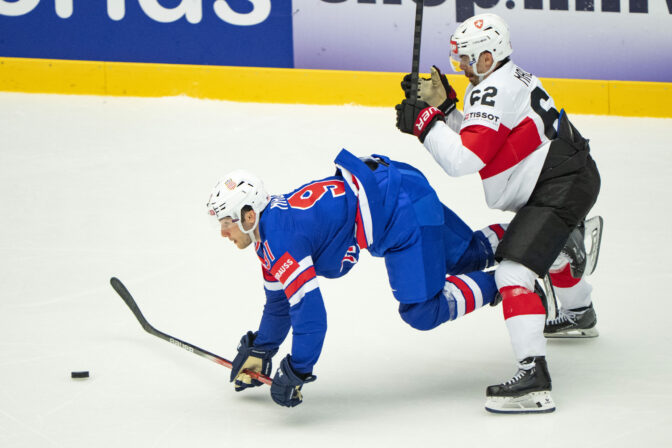 Zápas USA - Švajčiarsko na MS v hokeji 2025.