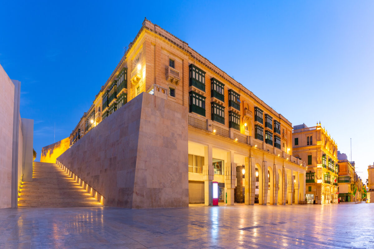 Decorated street in old town of Valletta, Malta