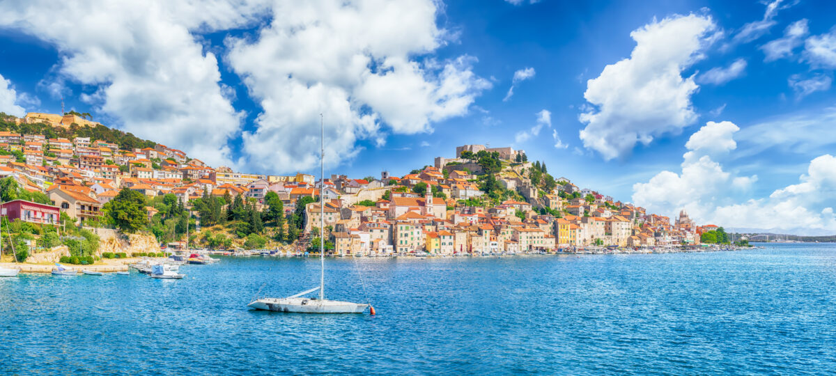 Landscape with Sibenik, dalmatian coast, Croatia