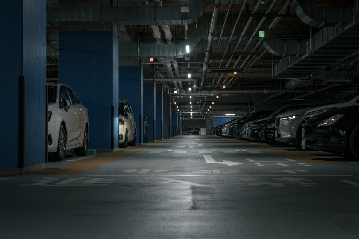 Dark parking lot material