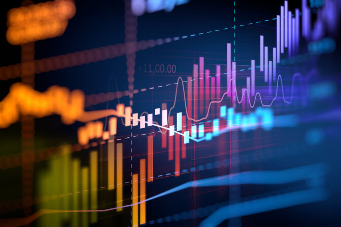 Financial graph on technology abstract background