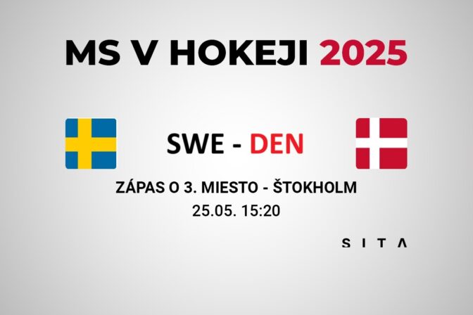 Hokej, Švédsko - Dánsko - výsledok zápasu o 3. miesto na MS v hokeji 2025