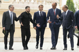 Keir Starmer, Volodymyr Zelenskyj, Emmanuel Macron, Friedrich Merz, Donald Tusk