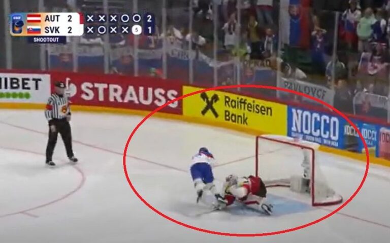 Slovenský útočník Michal Krišfof a jeho samostatný nájazd v zápase proti Rakúsku.