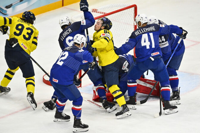 Zápas Francúzsko - Švédsko na MS v hokeji 2025