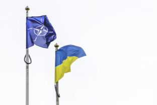 Flag of NATO, North Atlantic Treaty Organization and Ukraine
