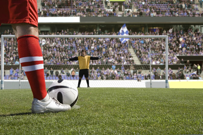 Footballer about to take a penalty