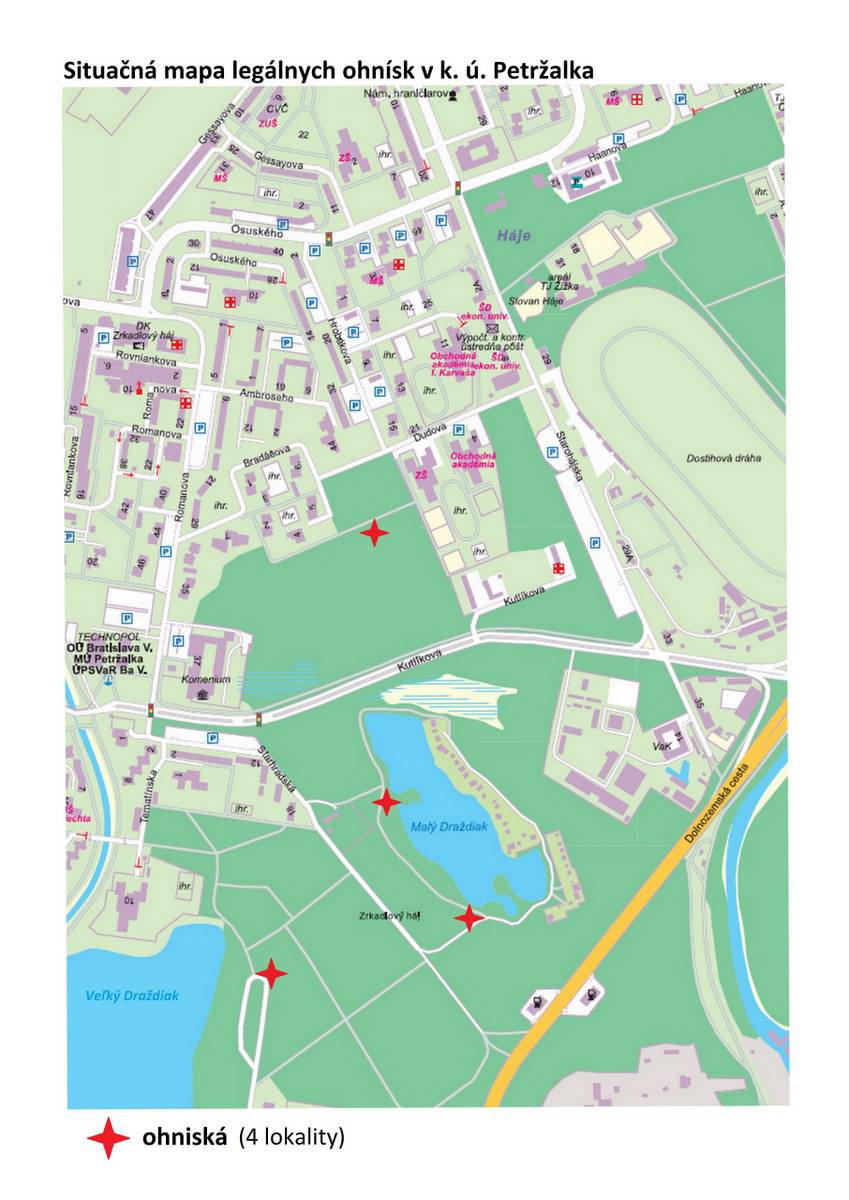 mapa ohnísk Petržalka