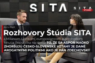 Europoslanec a predseda hnutia Republika Milan Uhrík počas rozhovoru pre agentúru SITA.