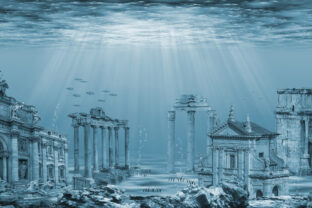 Ruins of the Atlantis civilization. Underwater ruins