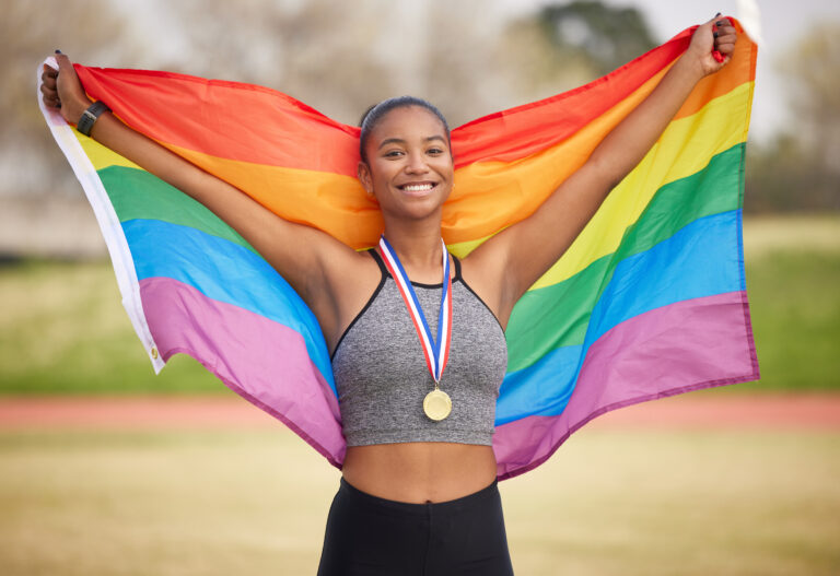 Cropped portrait of an attractive young female athlete celebrating her victory