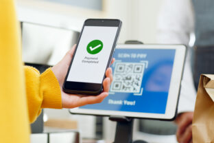 QR kód, platba, mobil, telefón. obchod