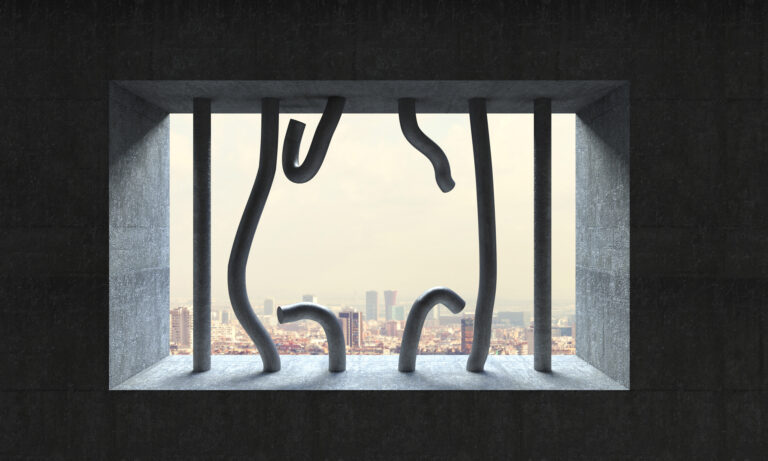 Jail bar and urban  background