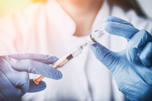 Injecting injection vaccine vaccination medicine flu woman docto