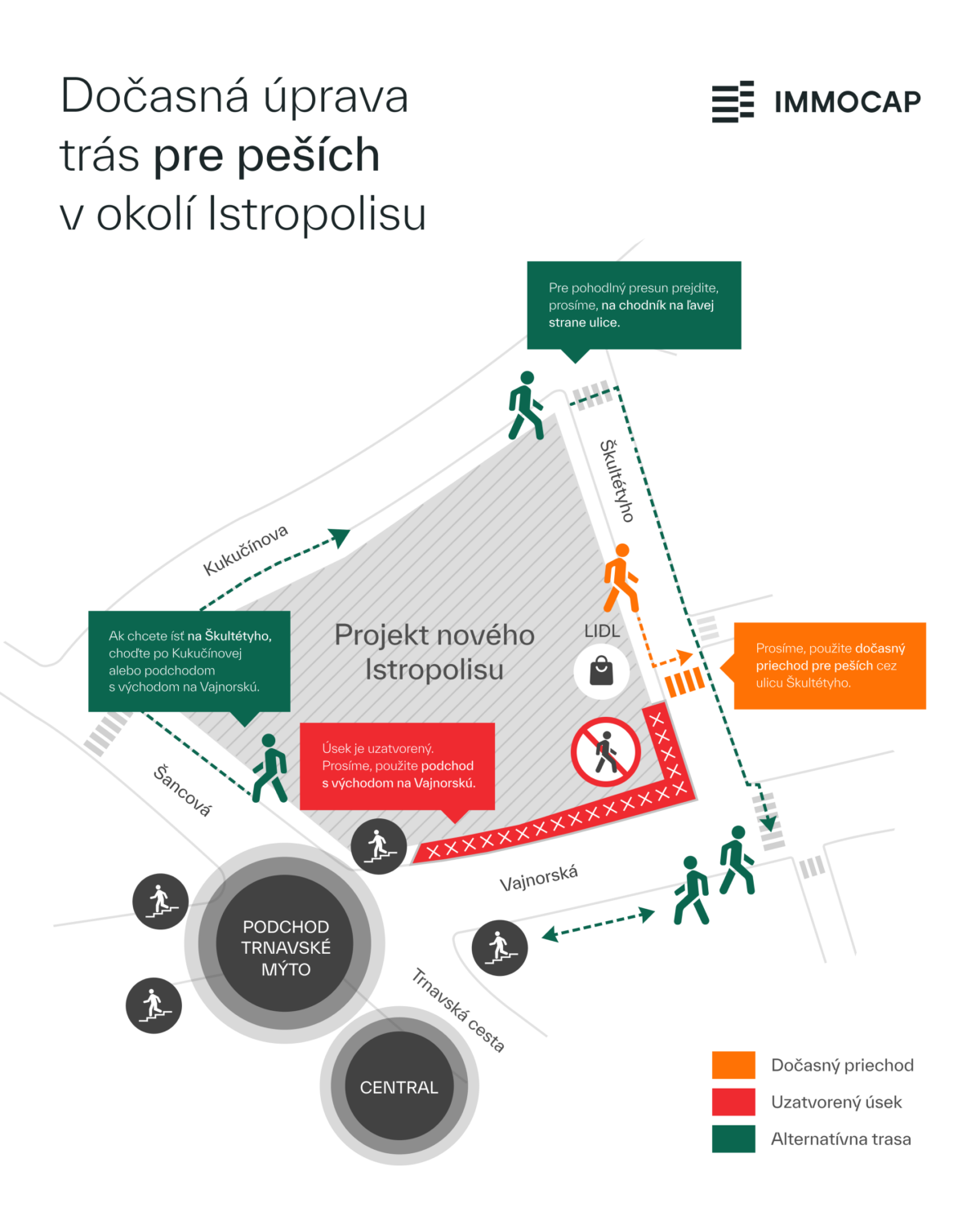 Úprava trás pre peších v okolí projektu Istropolis
