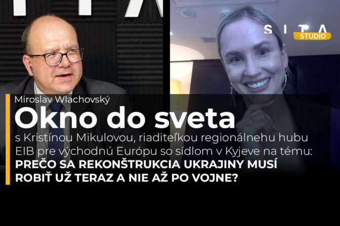 Kristína Mikulová v rozhovore s Miroslavom Wlachovským počas natáčania video podcastu Okno do sveta.