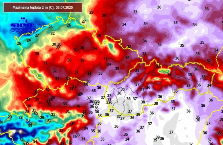 Maximálne teploty na Slovensku vo štvrtok 3. júla 2024