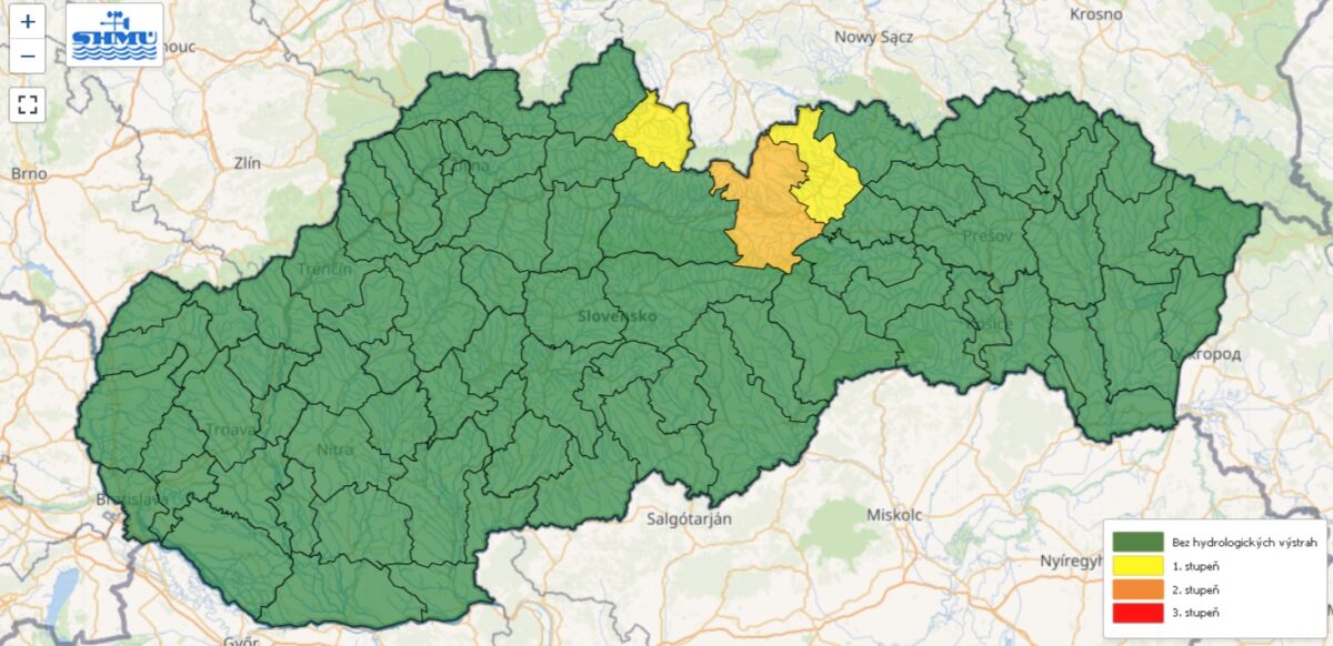Zaktualizované hydrologické výstrahy SHMÚ.