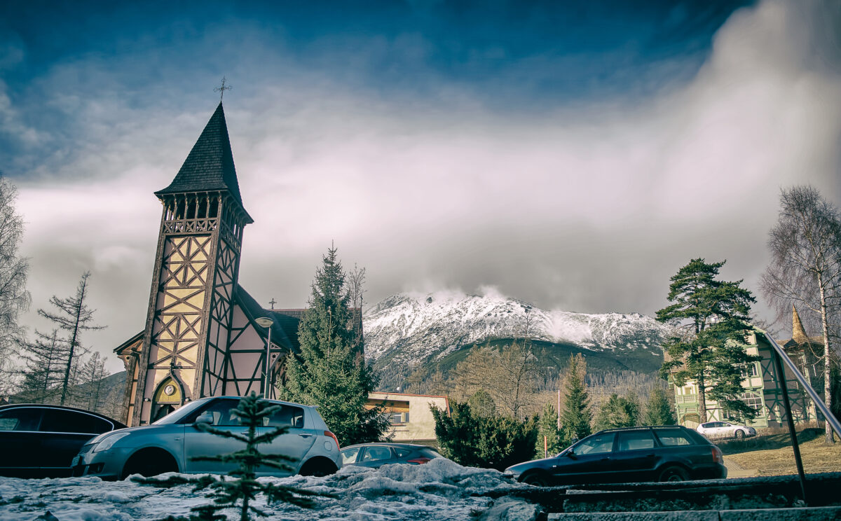 Old wooden church in Stary Smokovec, Slovakia.