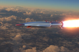 Hypersonic rocket flies above the clouds