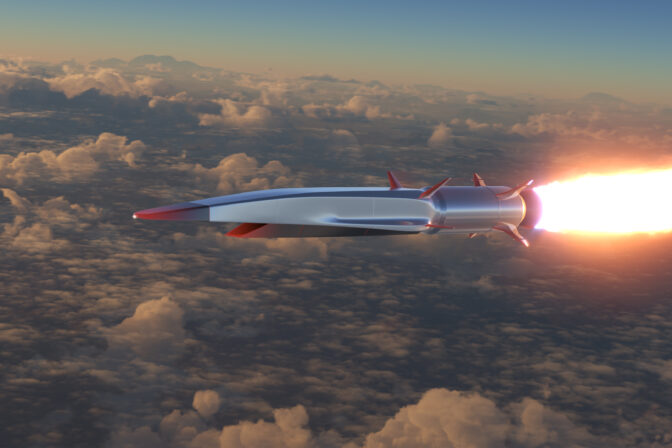 Hypersonic rocket flies above the clouds